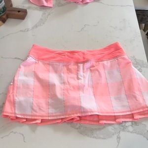Lululemon Pace-Setter Skirt In Peachy-Coral plaid